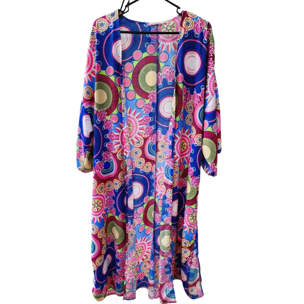 Boho Mandala Colorful Print Kimono Wrap